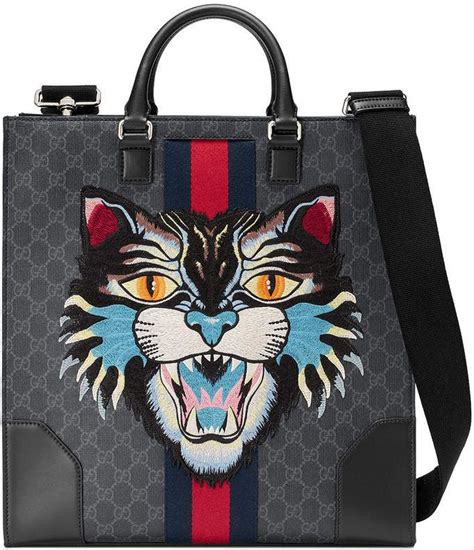 gucci black feline ring|gucci tote with cat.